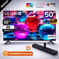Televisor Lg 50 Pulg Ultra HD 4K AI ThinQ 50UA7300PSB Modelo 2025 con Soundbar HW-B400