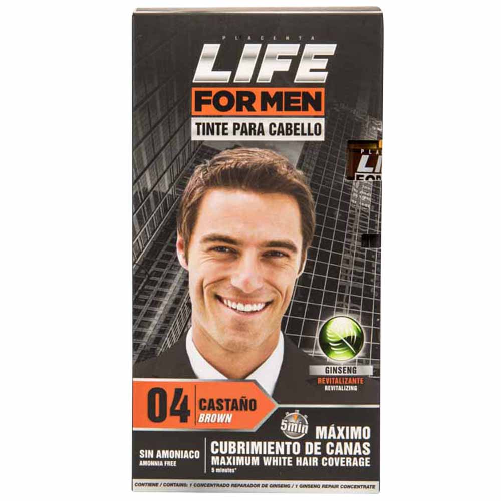Tinte para Cabello PLACENTA LIFE For Men 4 Castaño Brown Caja 1un