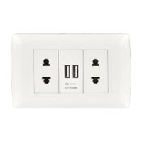 Tomacorriente Doble + USB Basic Orange Blanco de 16A 250V