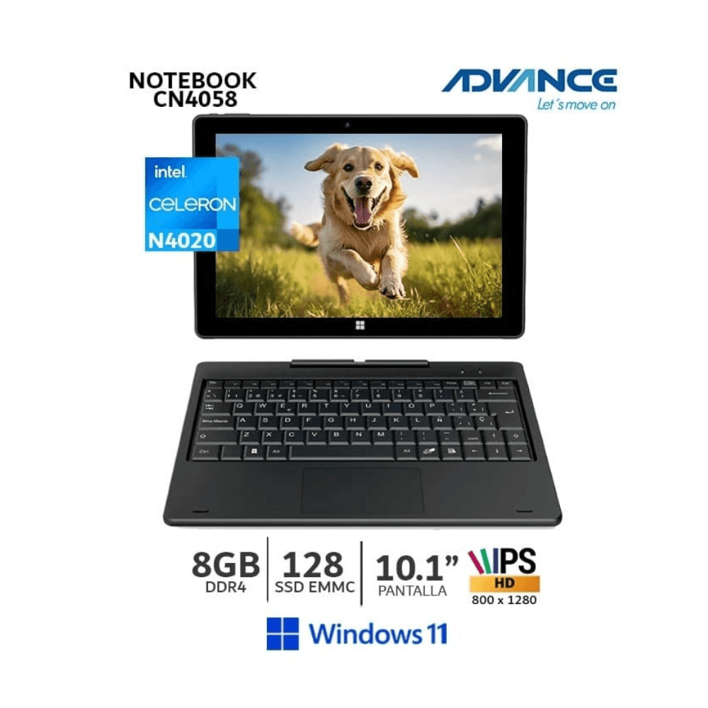 Laptop 2 en 1 Advance 10.1 Táctil con Windows 11 Versatilidad total