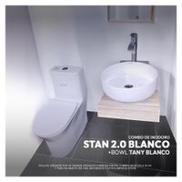 Combo De Inodoro Stan 2.0 Blanco + Bowl Tany Blanco + Desagüe Pop Up Grande Cromado S/Rebose