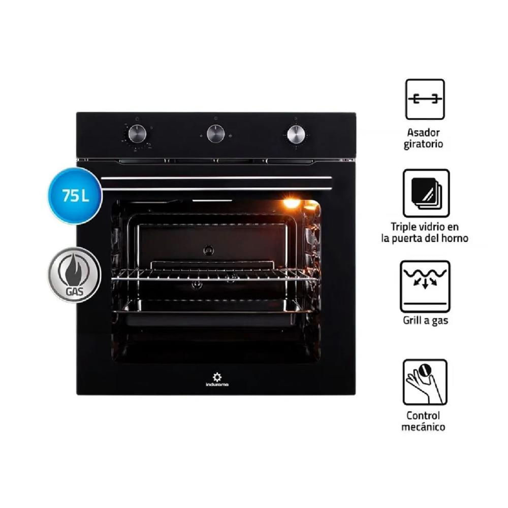 Horno Empotrable Indurama HEI-75NGP 75L a Gas Negro