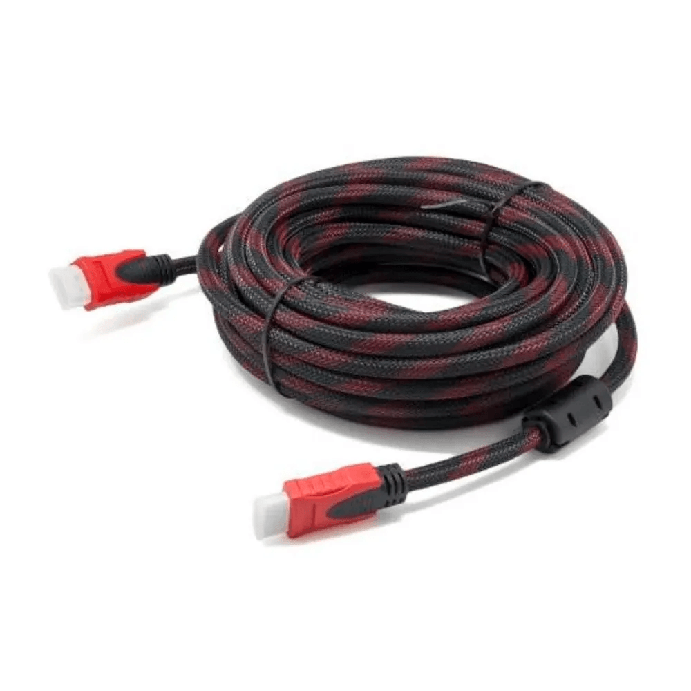 CABLE HDMI 10 M ENMALLADO ROJO Y NEGRO