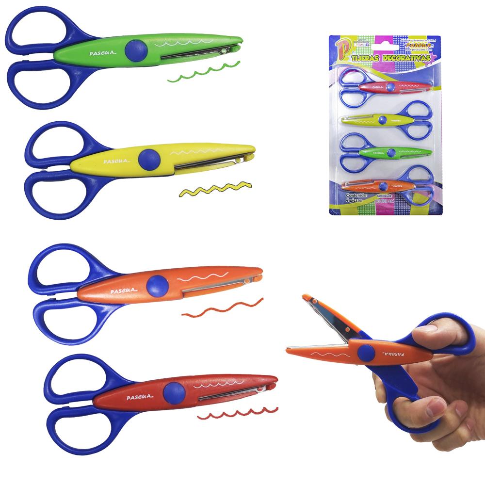TIJERAS CON DISEÑO 4PZS ZIGZAG
