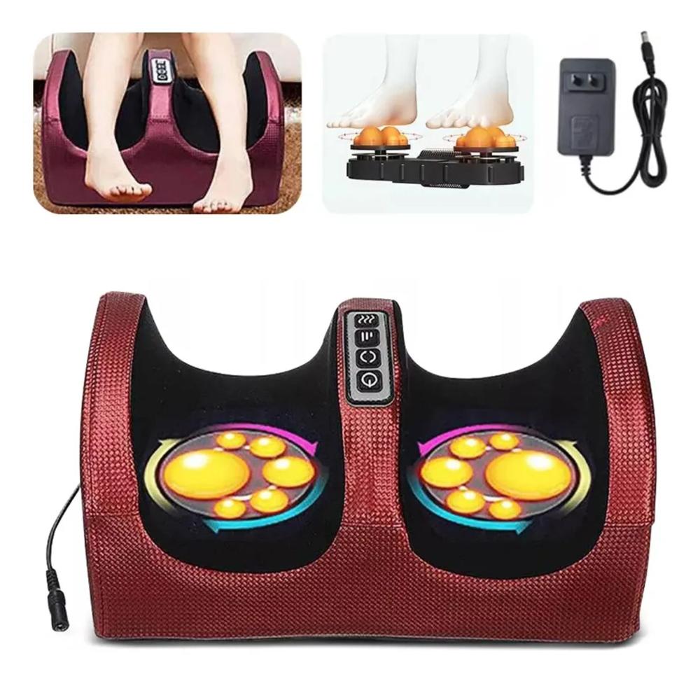 Masajeador Shiatsu de Pies y Pantorrillas con Calor y Ajuste de Intensidad Rojo