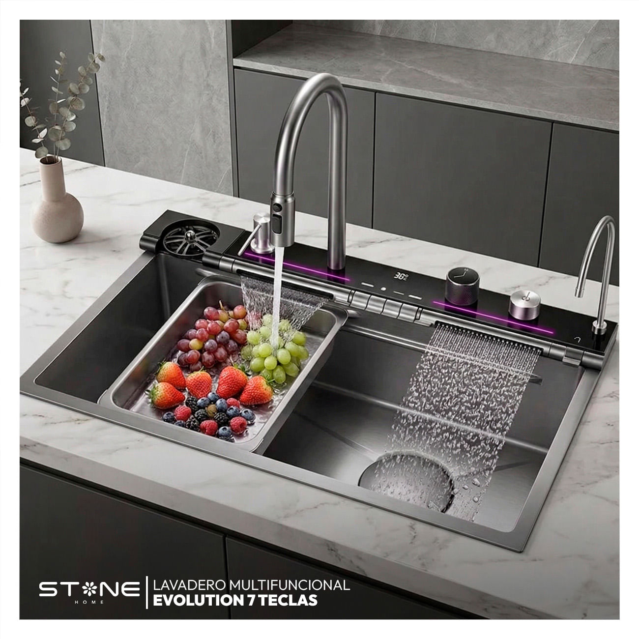 Lavadero Multifuncional Con 9 Funciones Luxure STLU7546 De 7 Teclas Stone