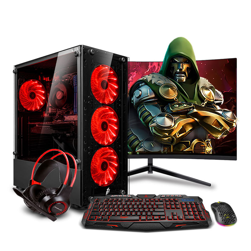 COMPUTADORA PC GAMER HAKU RED PLUS RYZEN 5 8600G 16GB DDR5 500GB 24 CURVO MI PC LISTA MIPCLISTA