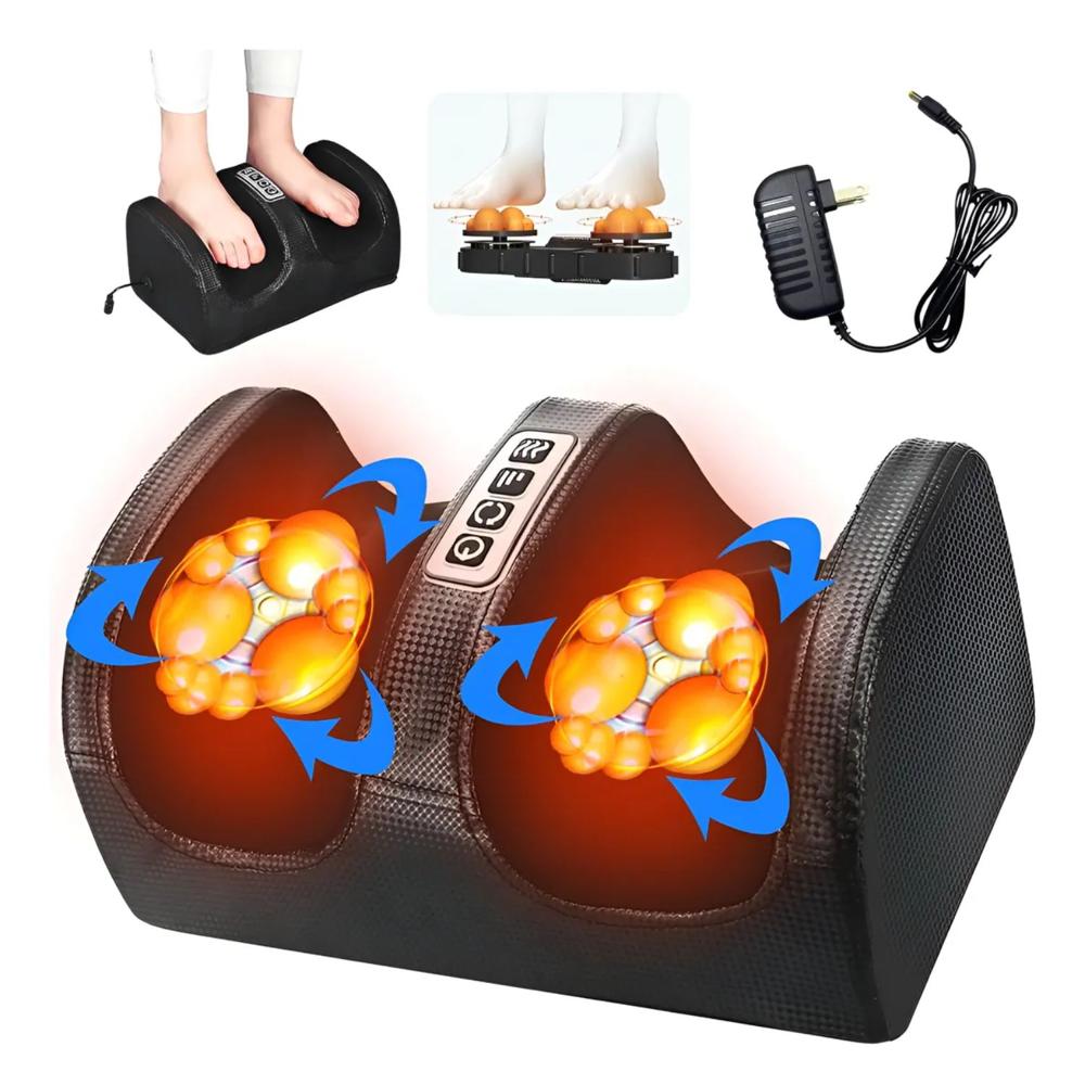 Masajeador Shiatsu de Pies y Pantorrillas con Calor y Ajuste de Intensidad Negro