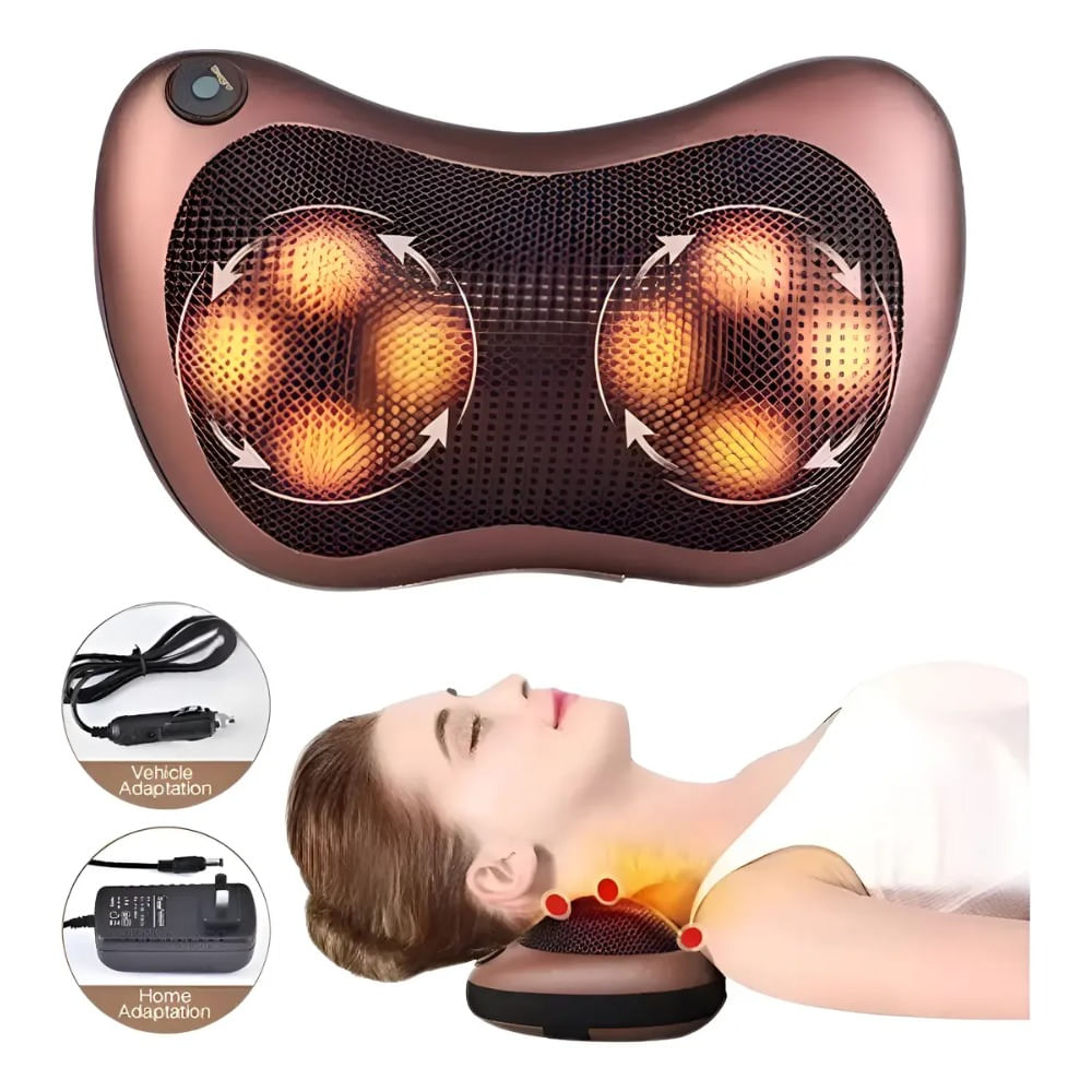 Cojin De Masaje Shiatsu Con Esferas Y Calor Para Auto Y Casa