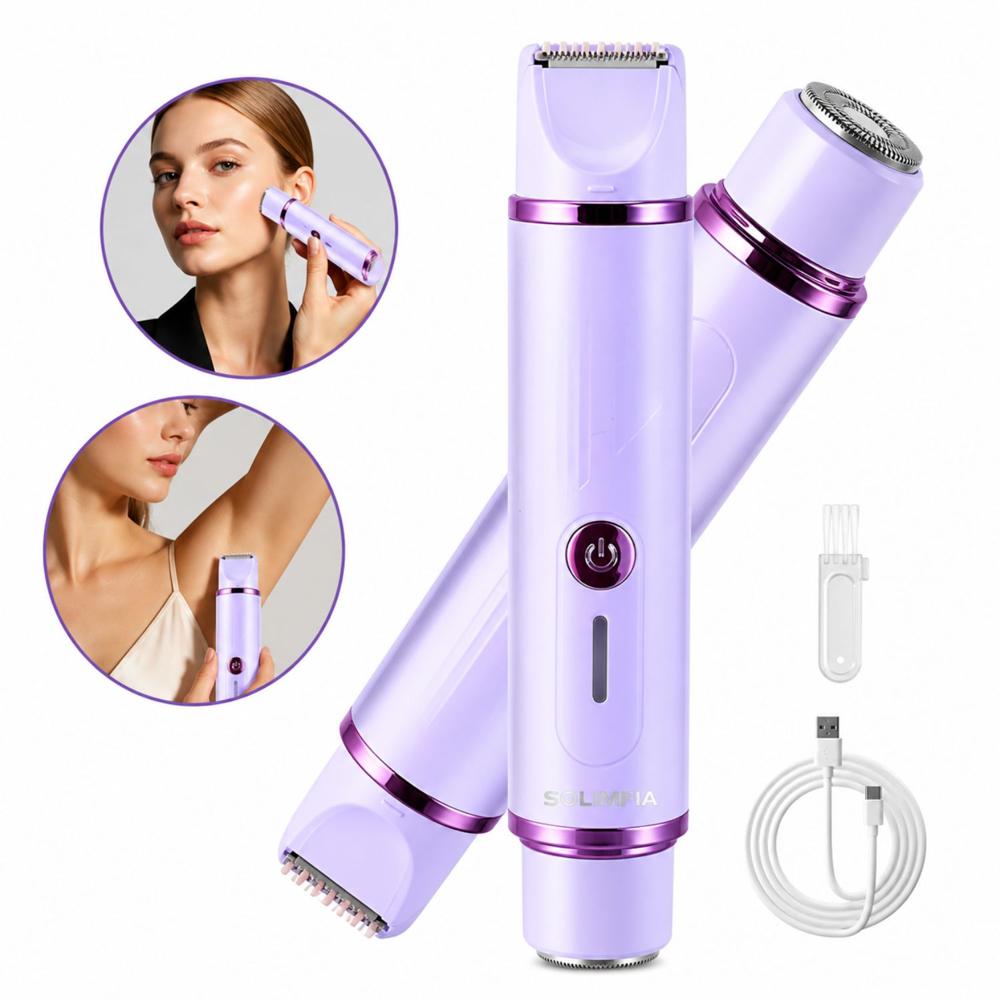 Depiladora Mujer 2 En 1 Recargable USB Facial Bikini Sin Dolor Morado