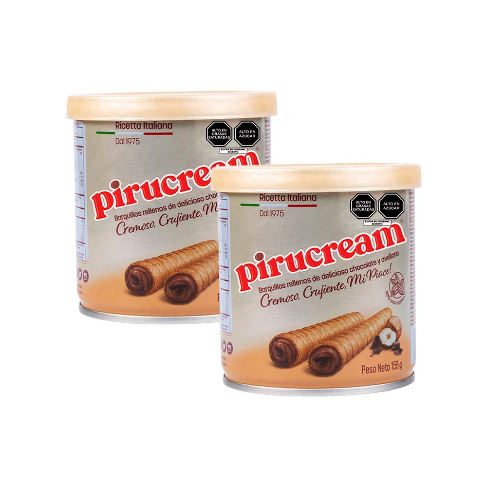 Pack Barquillos Rellenos PIRUCREAM Lata 155g x 2un