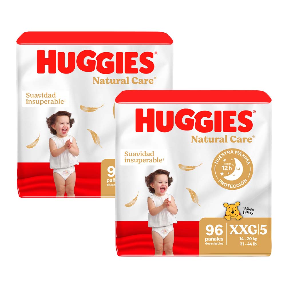 Pack Pañales para Bebé HUGGIES Natural Care Talla XXG Paquete 96un x 2un