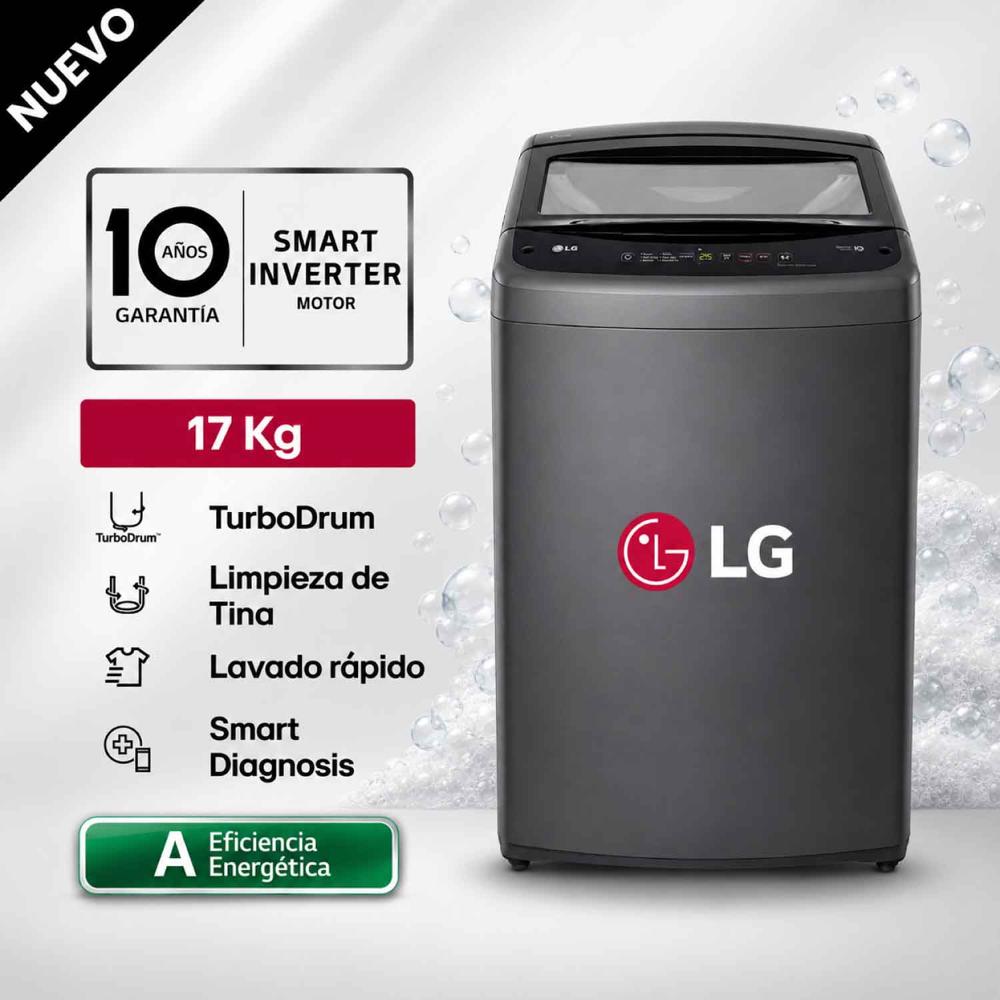 Lavadora LG 17 Kg Carga Superior WT17BVTB Negro Claro