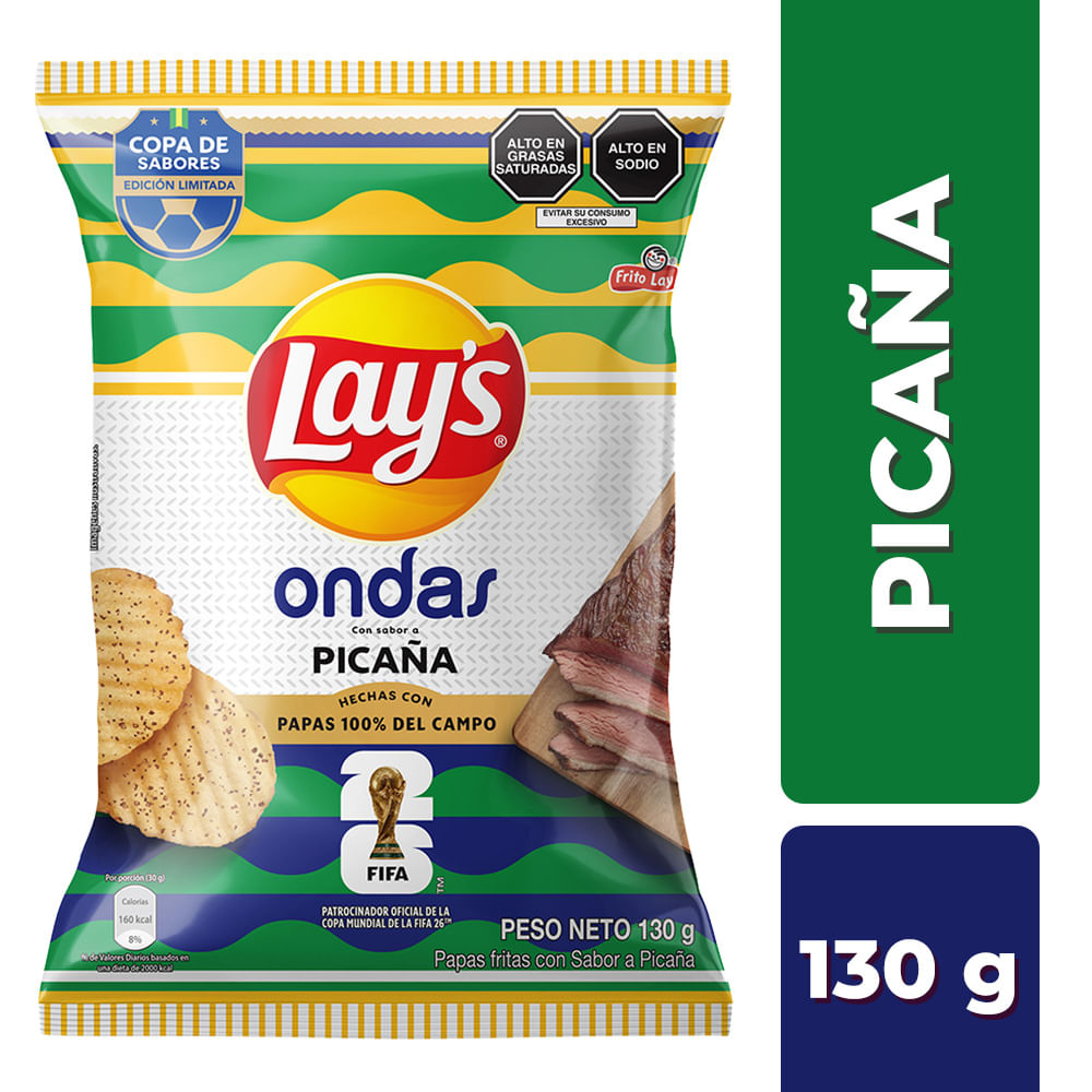 Papas Ondas LAY'S Sabor a Picaña Bolsa 130g