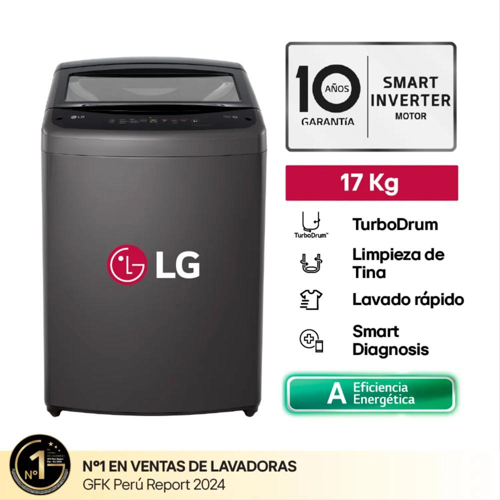 Lavadora LG WT17BVTB 17KG Smart Inverter Carga Superior Negro Claro