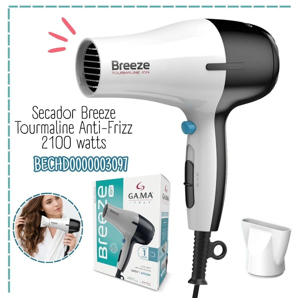 Secador de Cabello Gama Breeze Tourmaline Anti-Frizz -2100 watts