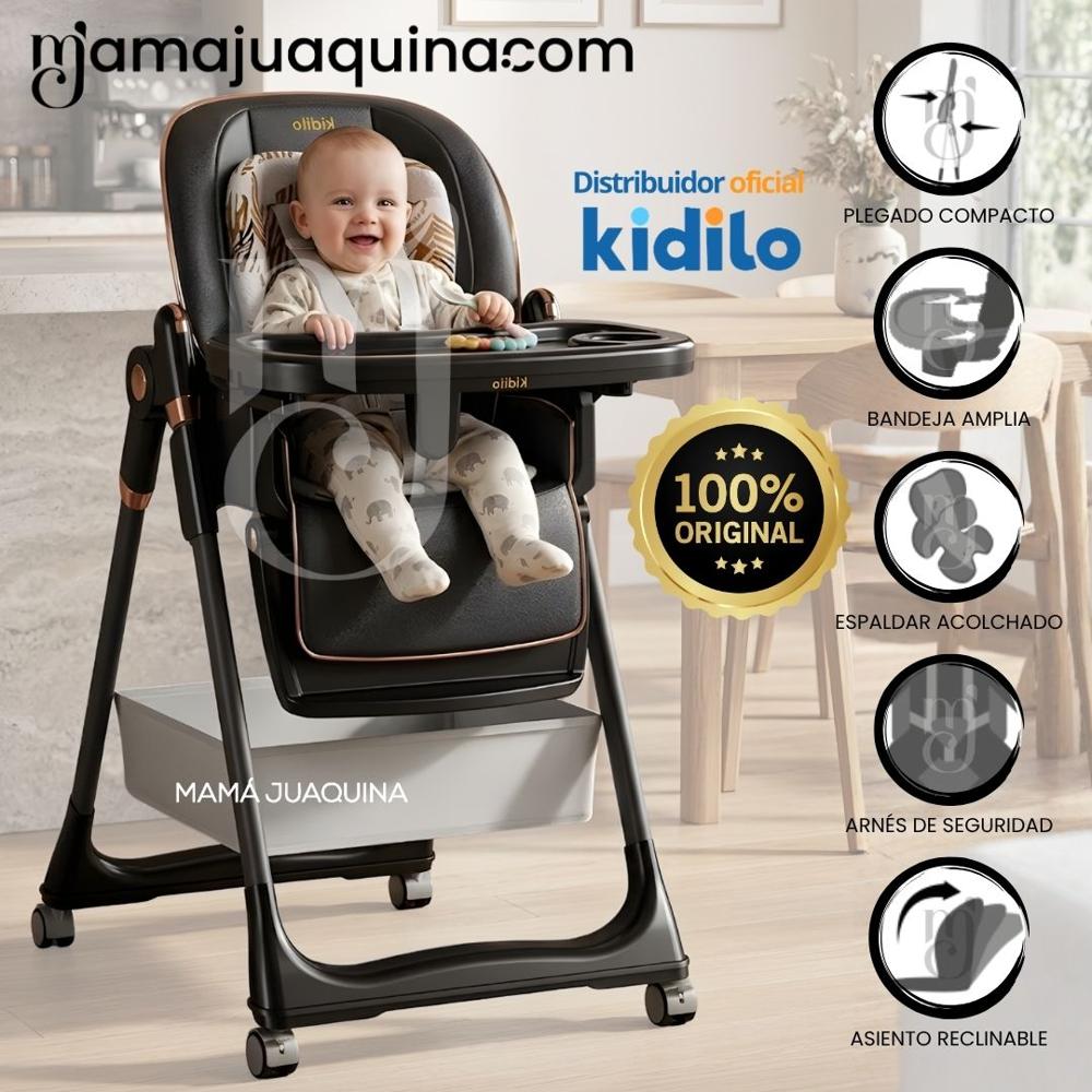 Silla de Comer Plegable NESSY Kidilo de Lujo Black