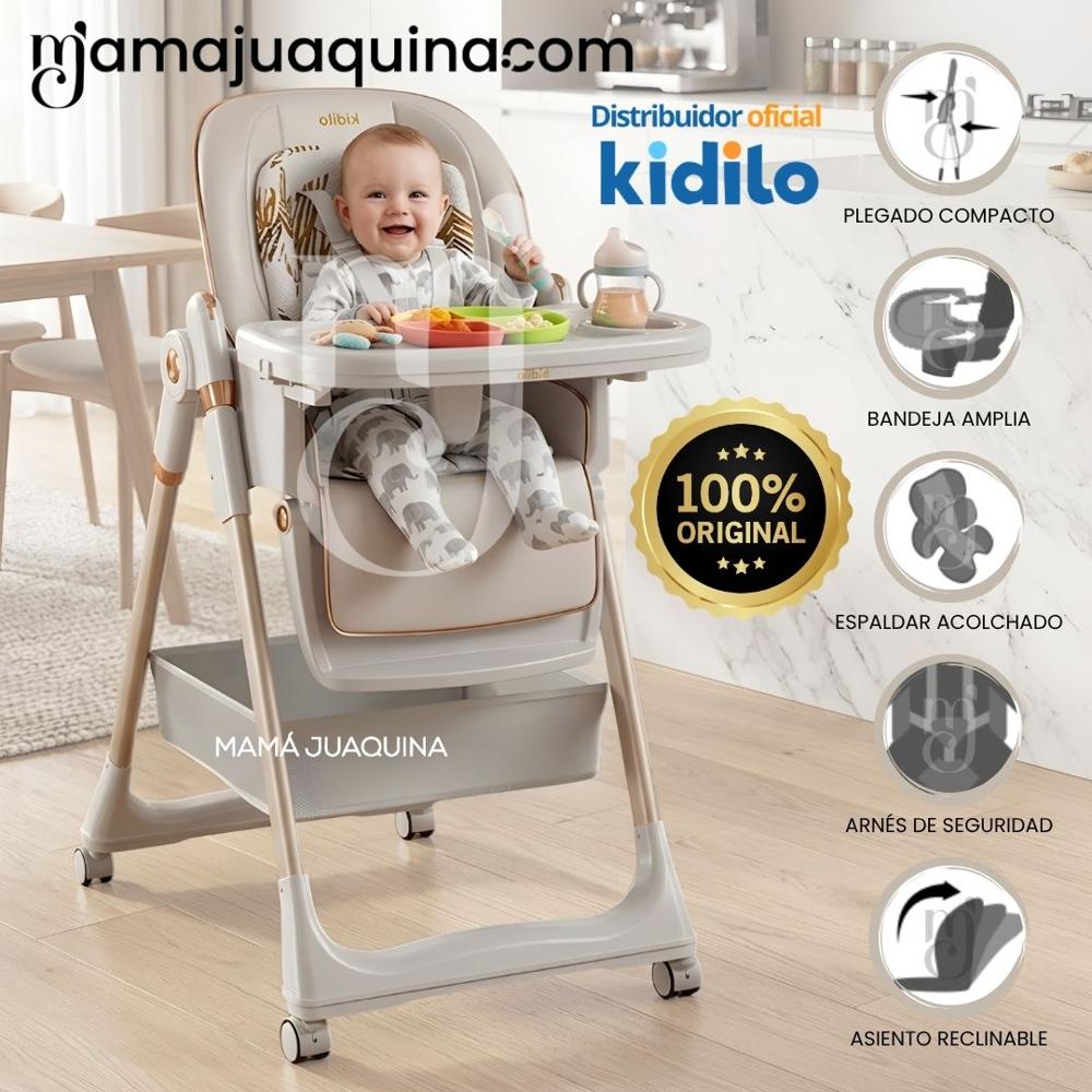 Silla de Comer Plegable NESSY Kidilo de Lujo Light Gray