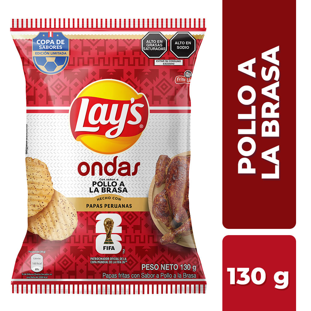 Papas Ondas LAY'S Sabor a Pollo a la Brasa Bolsa 130g