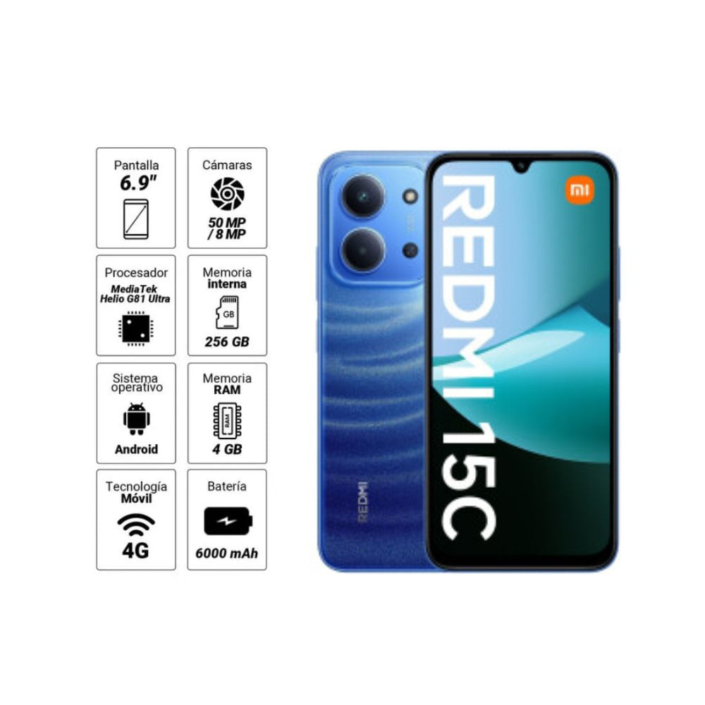 Celular Xiaomi Redmi 15C 4GB 256GB Azul Luna - Cámara 50MP