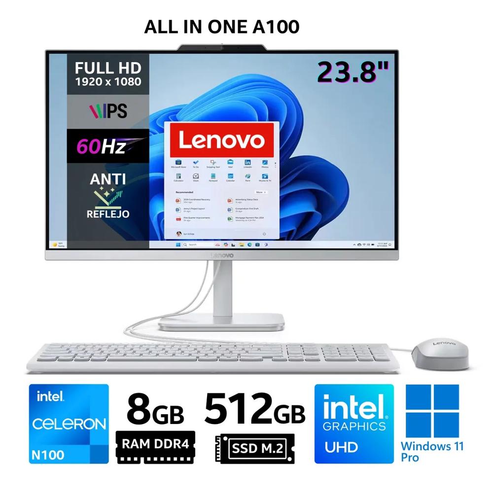 All-in-One Lenovo IdeaCentre A100 23.8 FHD Intel Celeron N100
