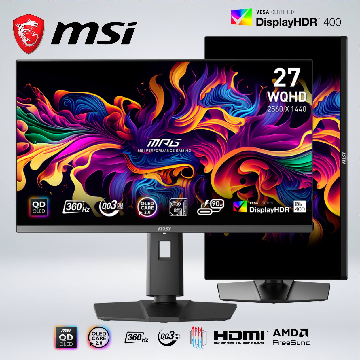 MONITOR GAMER MAG 271QPX QD-OLED WQHD 27'' 360hz 0.03ms HDR AMDfreesync