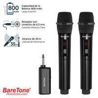 Pack de 02 Micrófono Inalámbrico Baretone WM2402 Alcance 35 metros