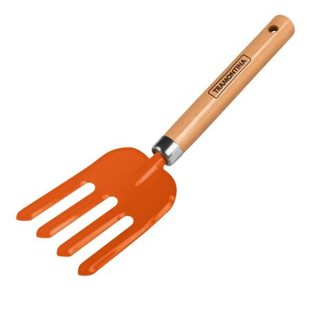 Tenedor de Jardín Tramontina Modelo 77915/001 con Mango de Madera Acero Naranja