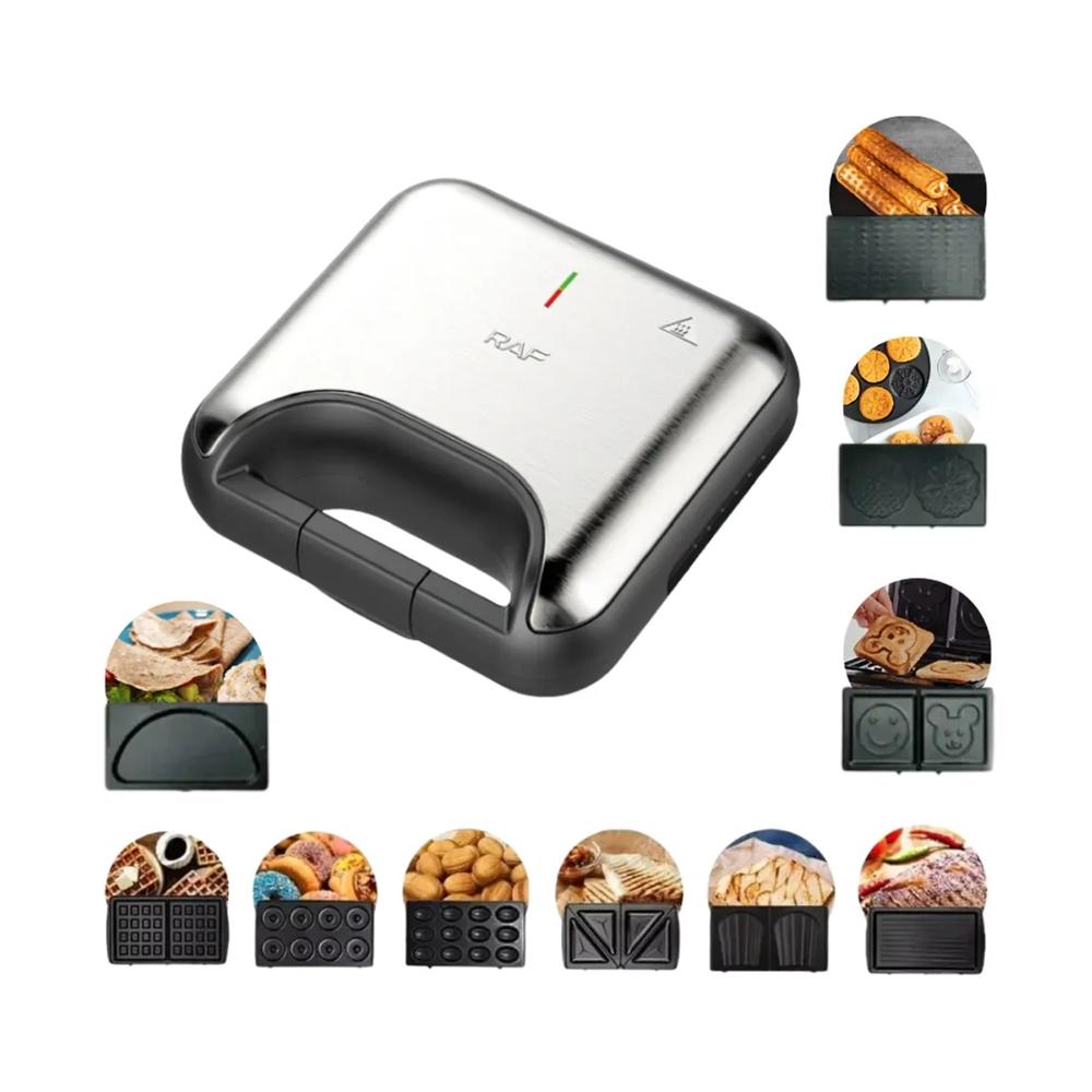 SANDWICHERA 10 EN 1 PLACAS INTERCAMBIABLES ANTIADHERENTE 800W RAF R.209