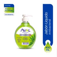 Jabón Líquido Antibacterial AVAL Fresco Eucalipto Frasco 400ml
