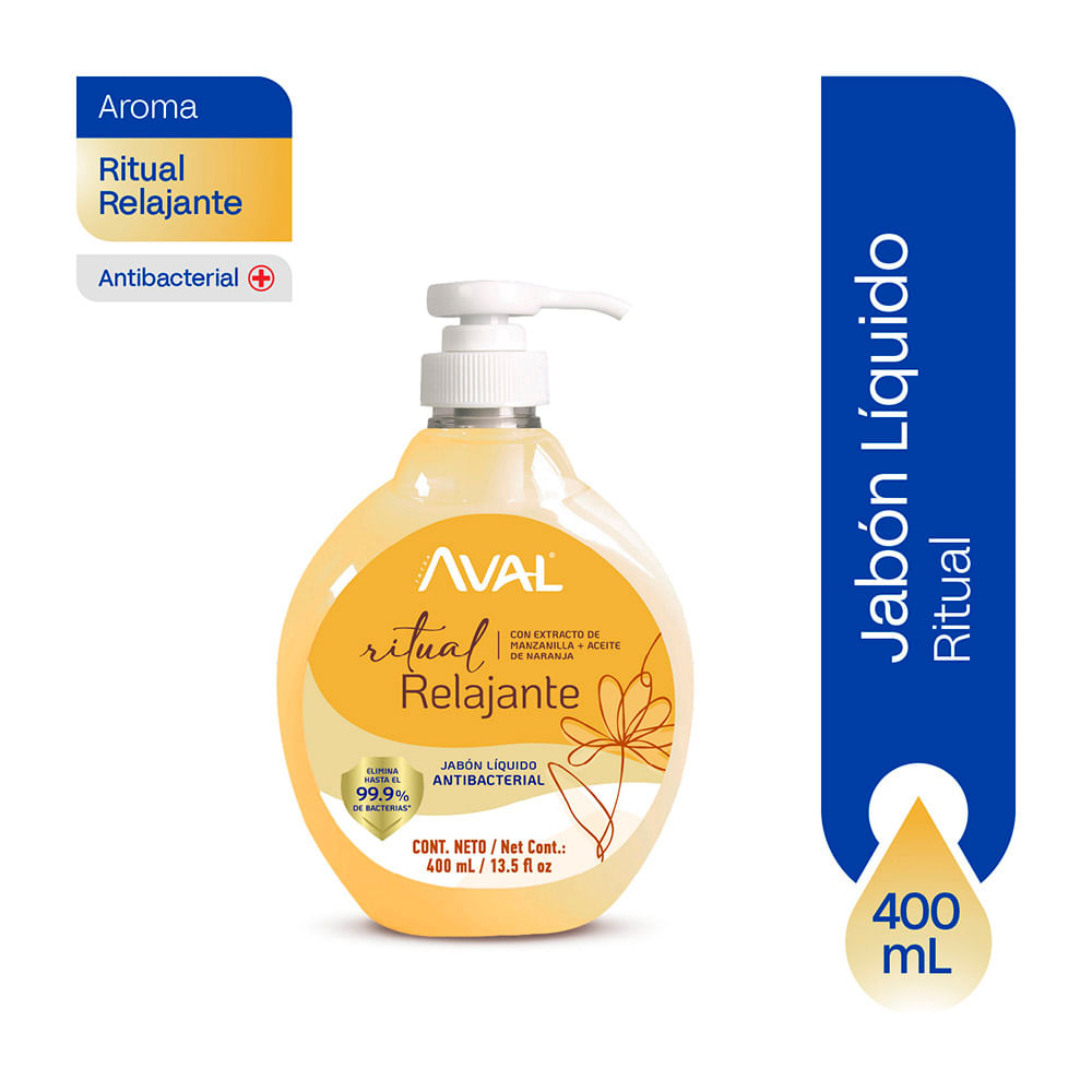 Jabón Líquido Antibacterial AVAL Ritual Relajante Frasco 400ml