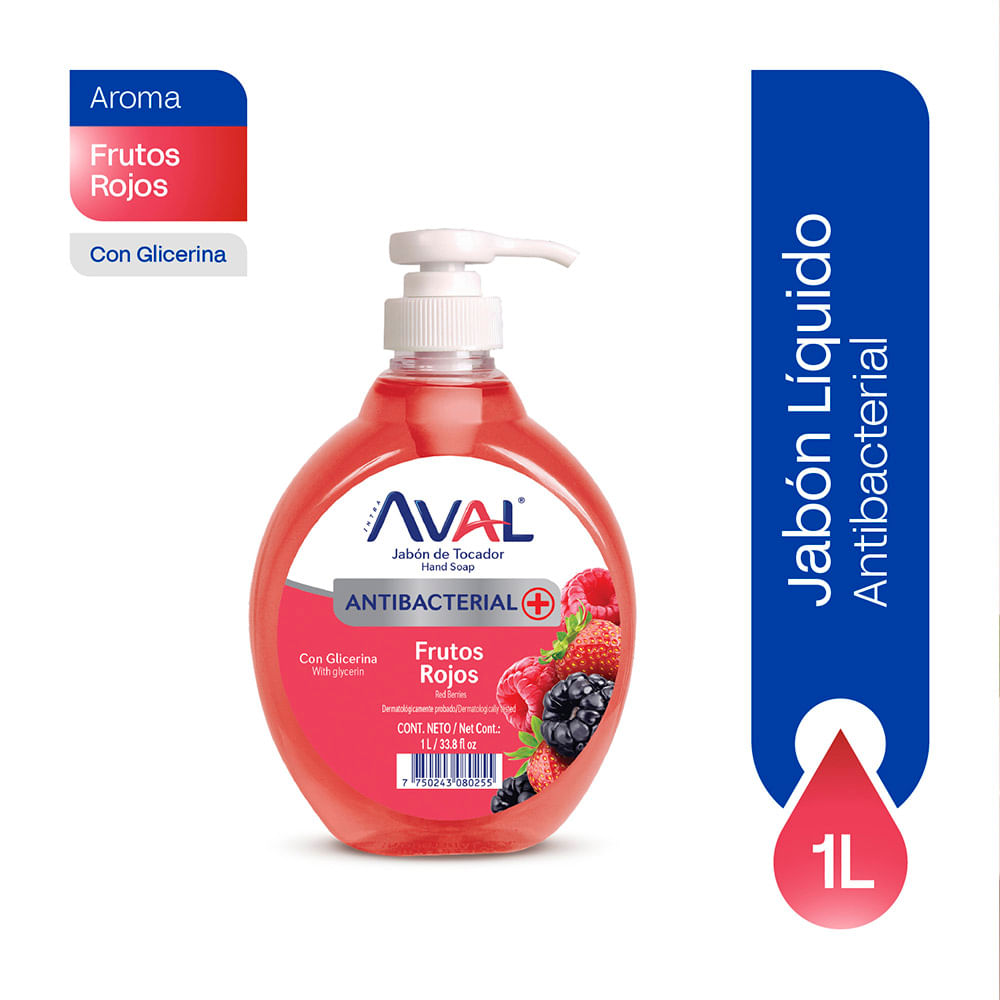 Jabón Líquido Antibacterial AVAL Frutos Rojos Fras