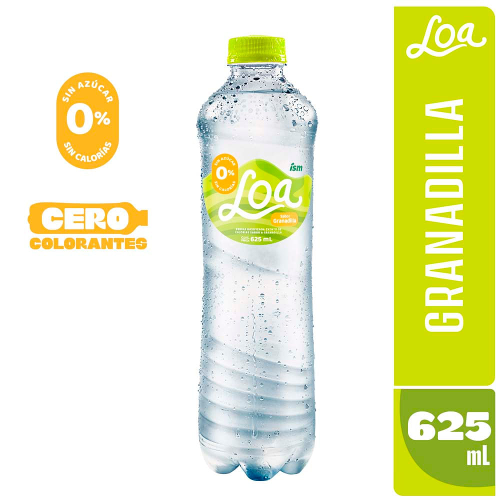 Agua Saborizada con Gas LOA Sabor a Granadilla Botella 625ml