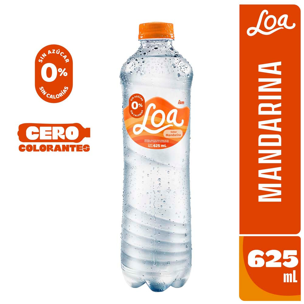 Agua Saborizada con Gas LOA Sabor a Mandarina Botella 625ml