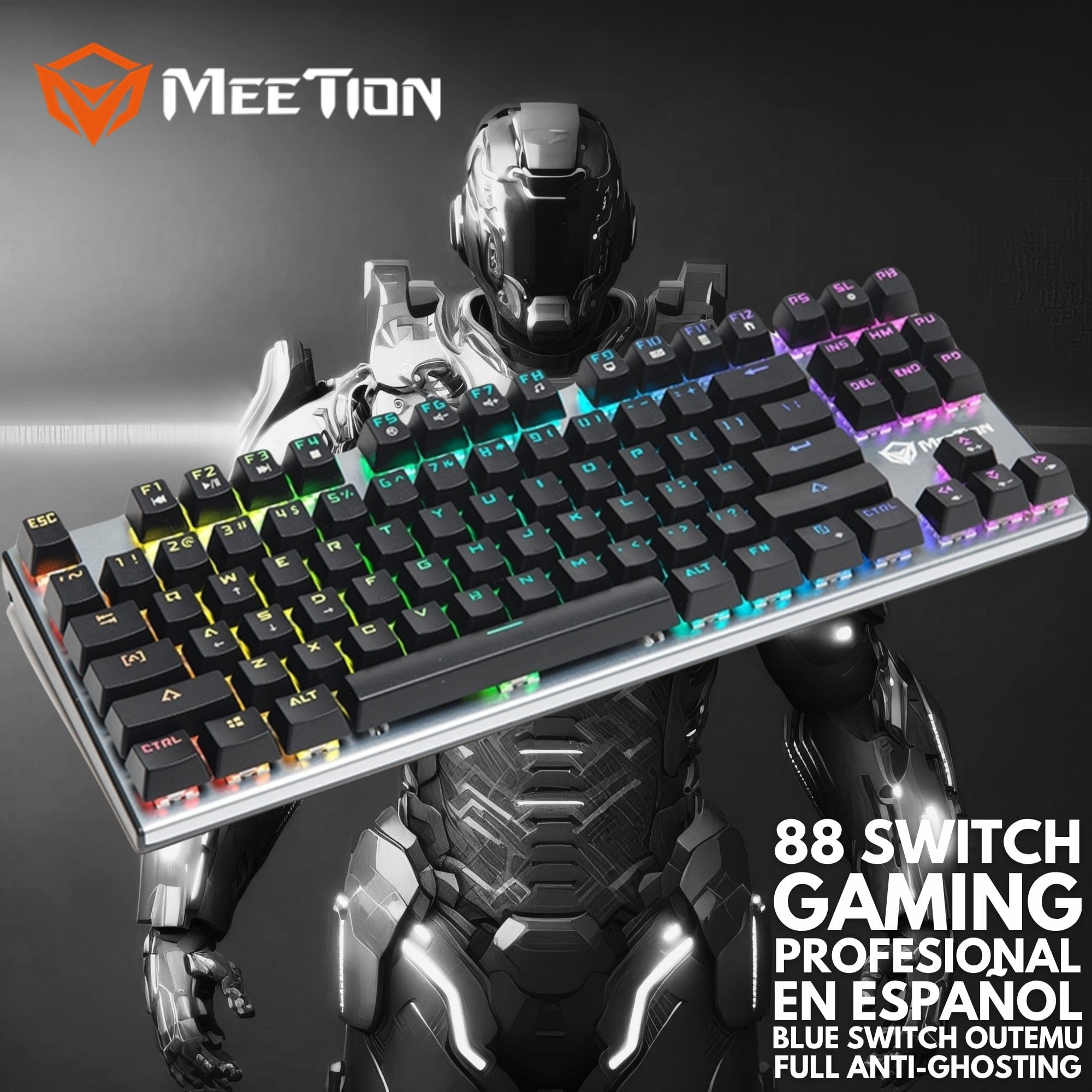 Teclado Gamer Mecánico TKL RGB Meetion MK04 88-SWITCH en Español OUTEMU BLUE ANTI-GHOSTING
