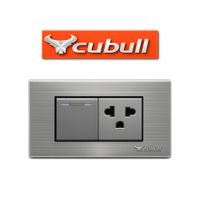 CAJA DE 5 TOMACORRIENTE Y INTERRUPTOR EMPOTRABLE PLATEADO
