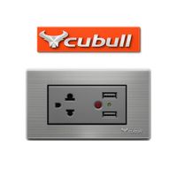 CAJA DE 10 TOMACORRIENTE Y 2 USB EMPOTRABLE PLATEADO