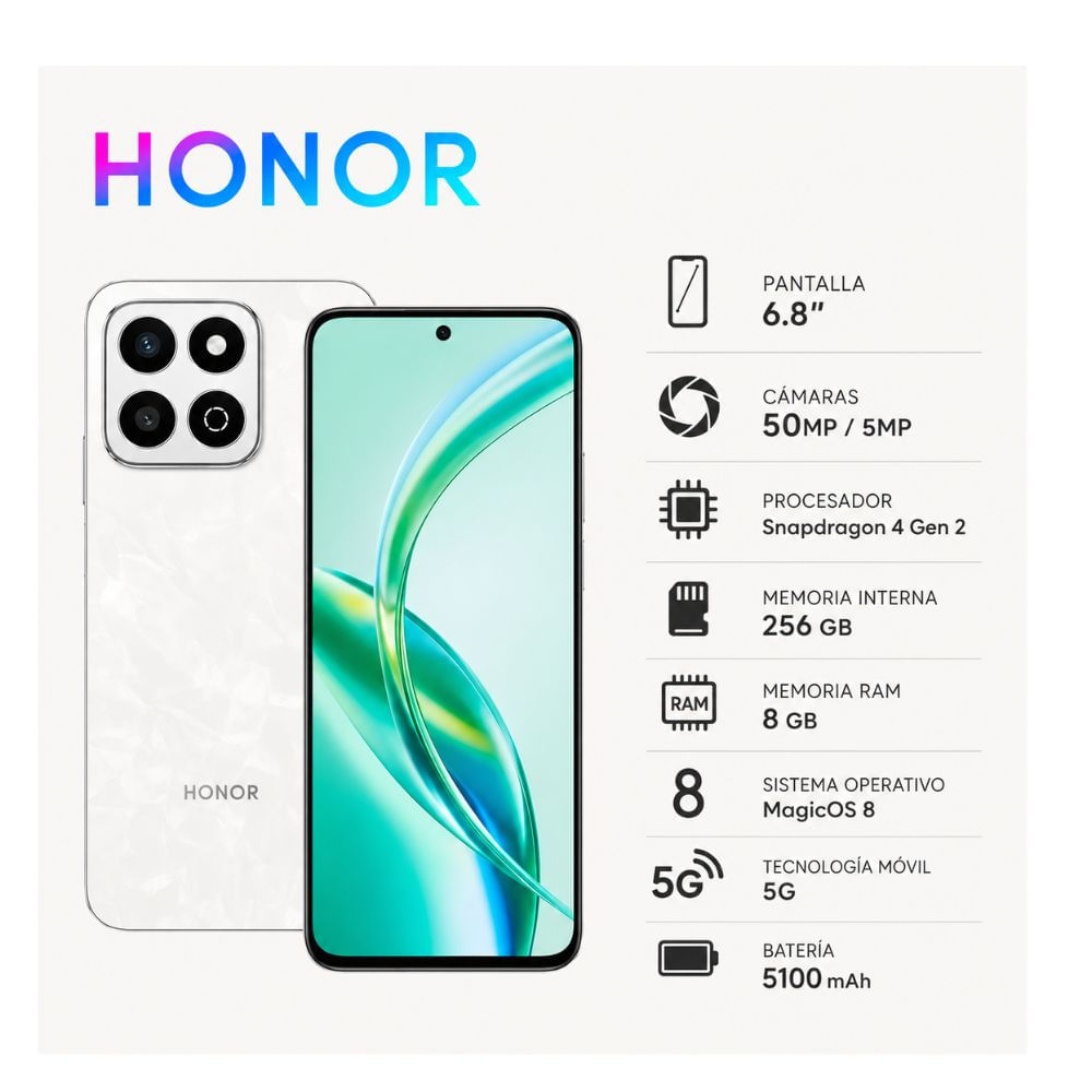 CELULAR Honor 200 Smart 5G 256GB 8GB Blanco