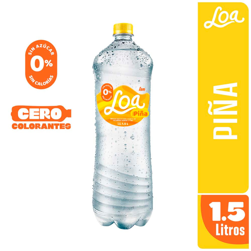 Agua Saborizada con Gas LOA Sabor a Piña Botella 1.5L
