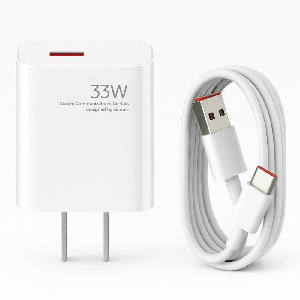Cargador Xiaomi 33W Turbo Charge Carga Rápida USB Tipo C Con Cable Reforzado