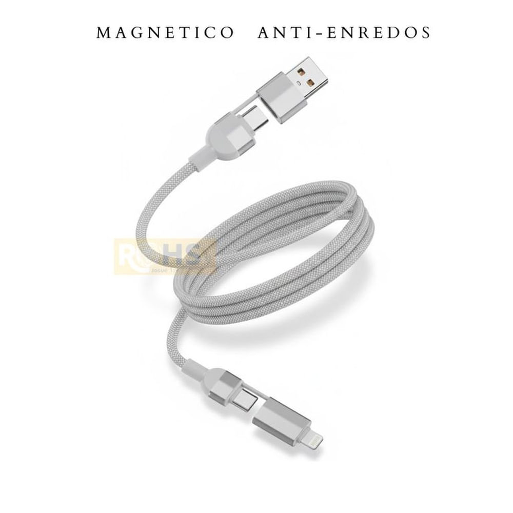 Cable Magnetico 4 en 1, Compatible con conexiones USB Tipo-C e IPH