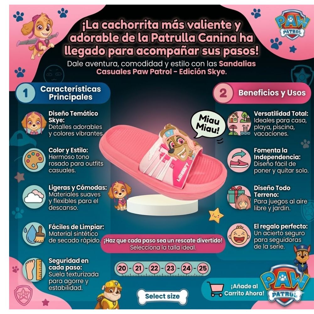 Sandalias Niña Casual Skye Paw Patrol Rosado | plazaVea - plazaVea