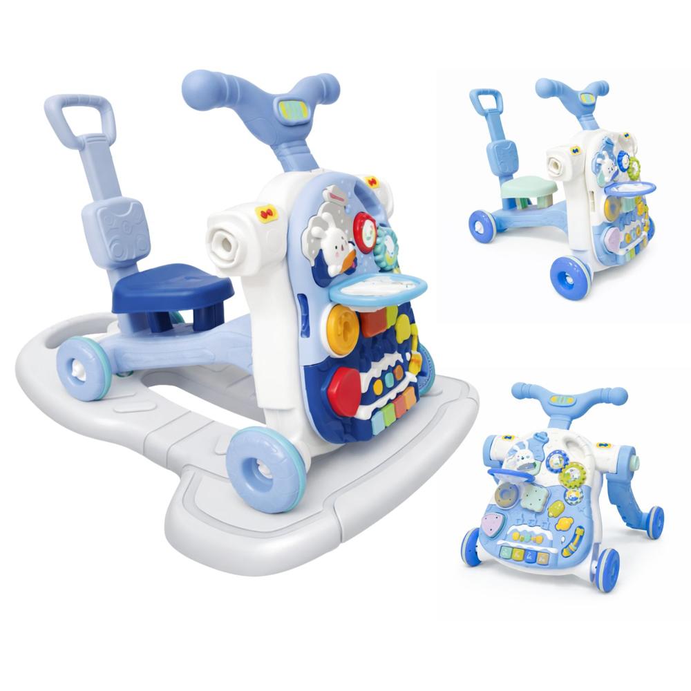 Andador Bebé 5 en 1 Caminador Multifuncional Con Mesa De Juegos Música Luces Y Scooter Azul
