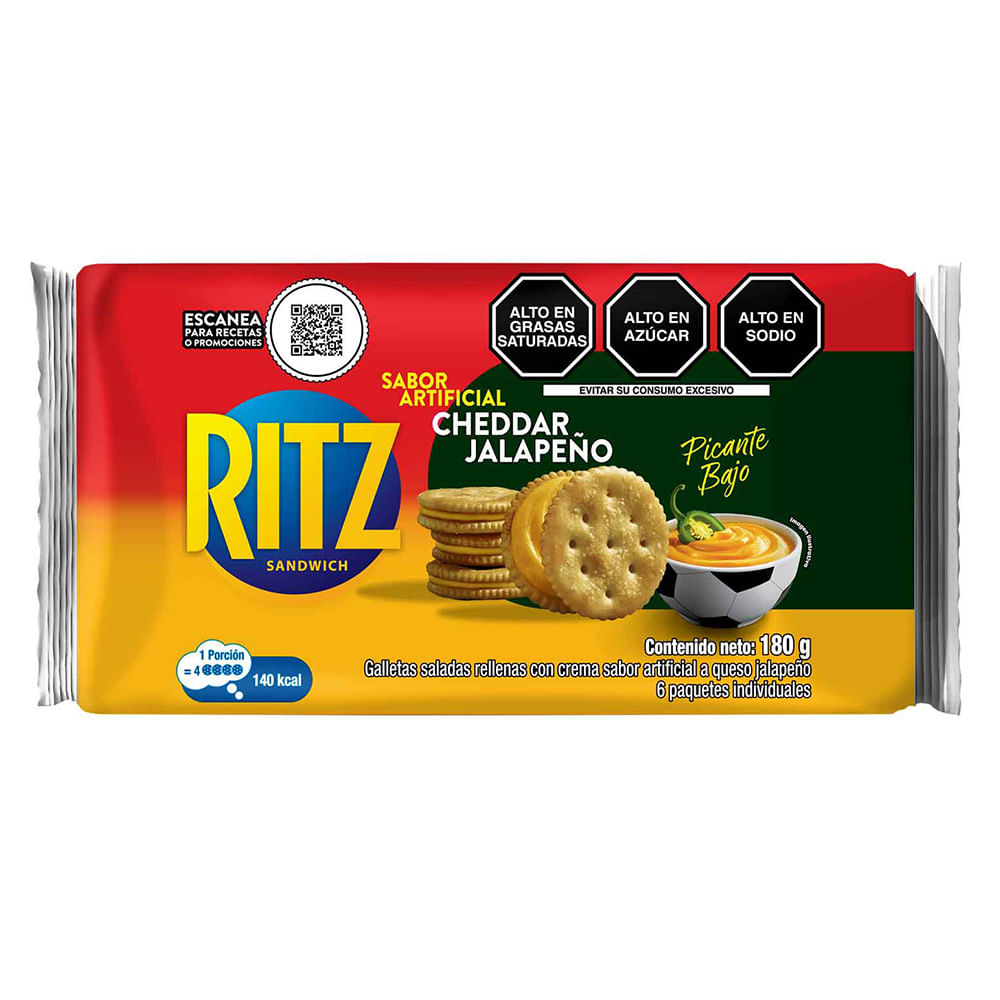 Galletas RITZ Sabor a Queso Jalapeño Paquete 6un