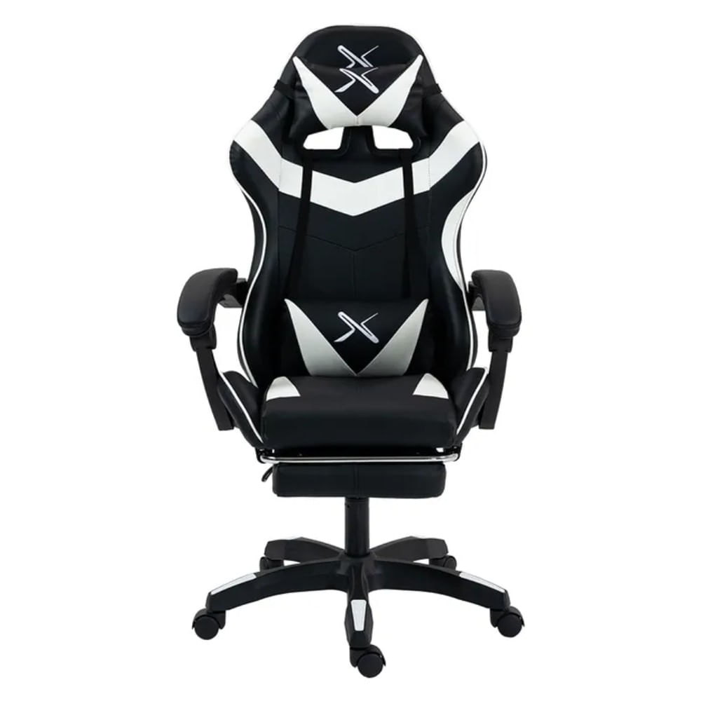 Silla Gamer Lyzor con Posapiés SGBWTWN135B- Negro y Blanco