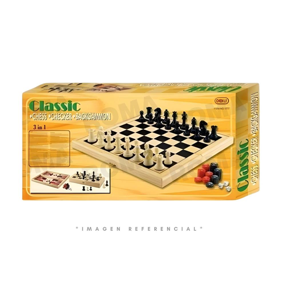 JUEGO DE MESA AJEDREZ 3 EN 1 MEDIANO