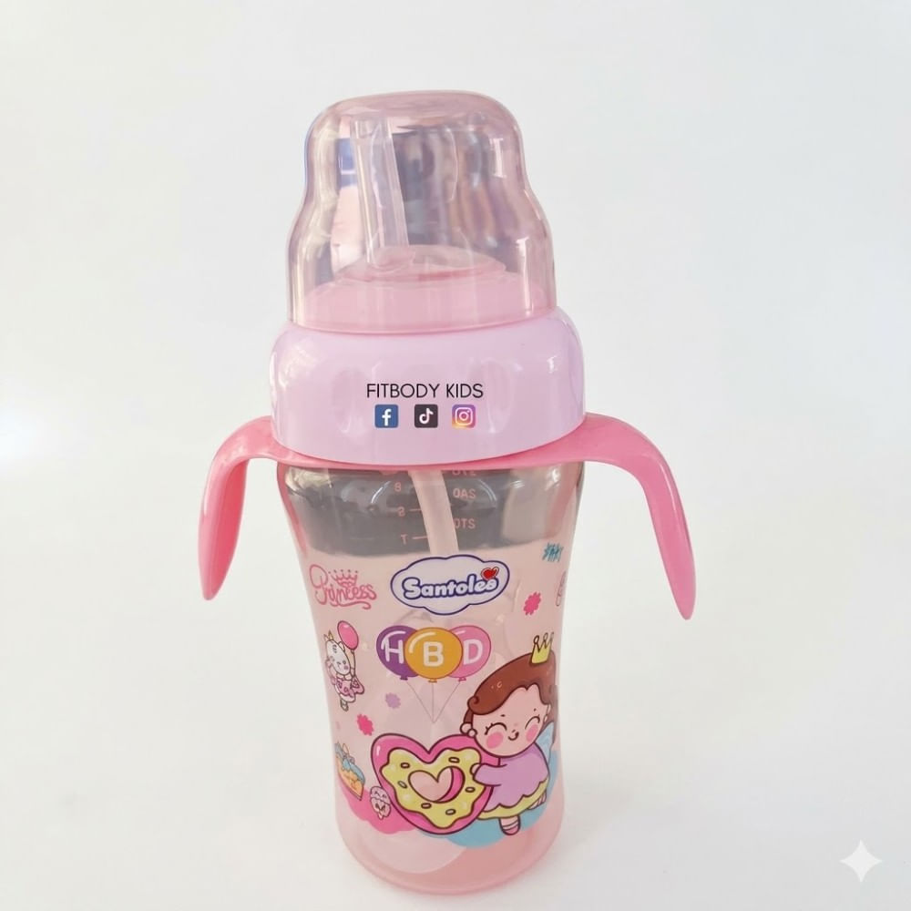 Toma Todo 3 en 1 Santolee Princess Biberon Antiderrames 320 ML Rosa HBD