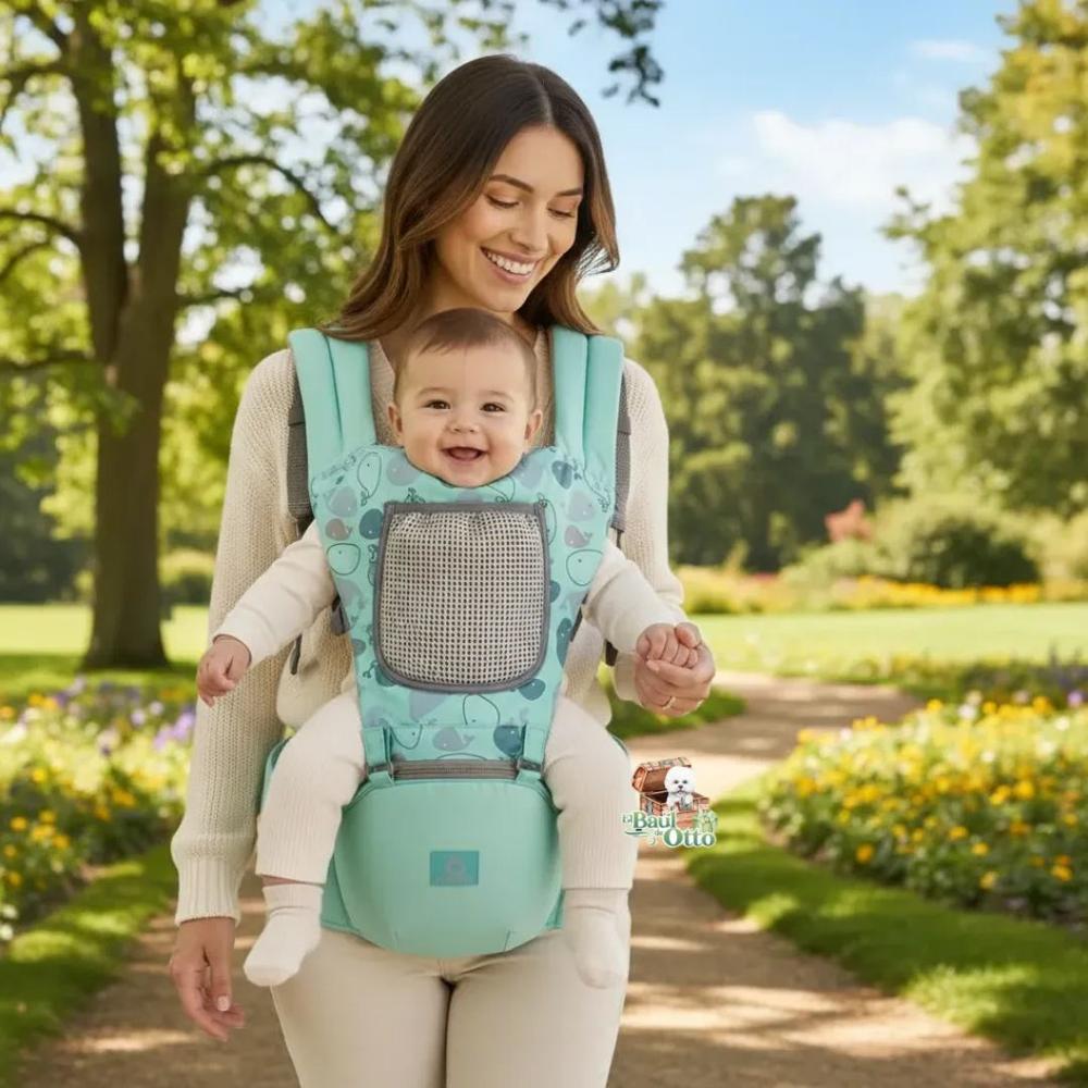 Canguro ergonómico asiento portabebe modelo ballenita Verde bebé
