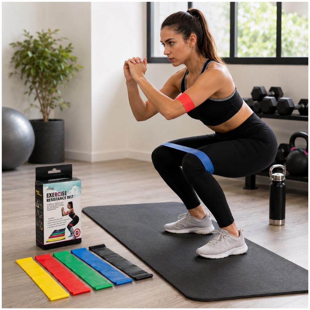 Set x5 Bandas Elásticas de Resistencia para Ejercicios Fitness Glúteos Piernas Yoga Pilates