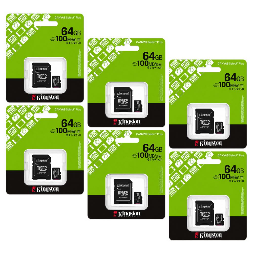 MEMORIA MICROSD KINGSTON 64GB KIT DE 6 UNIDADES